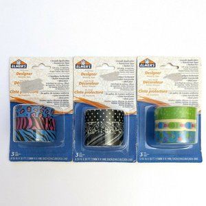 NEW Elmer's Designer Masking Tape Set of 3 / 3 Per Pack / 9 Total Misc. Patterns